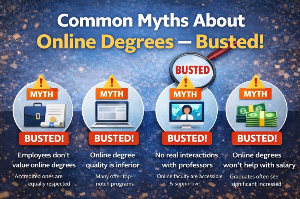 7 Common Myths About Online Degrees — Busted With Facts