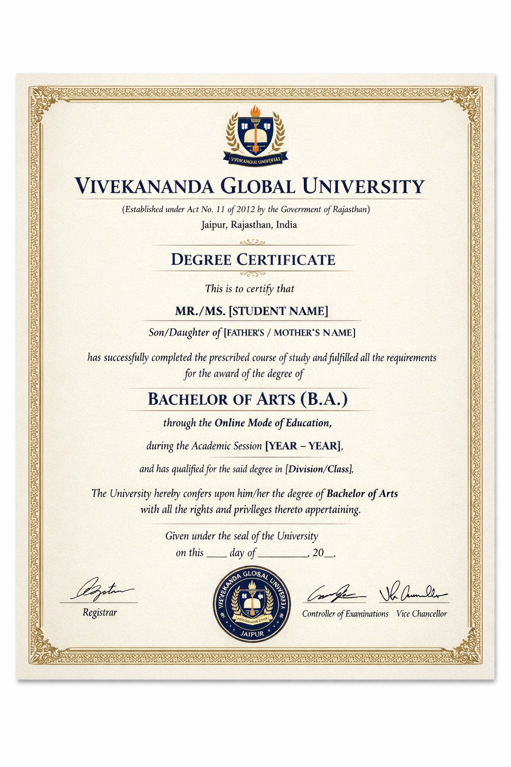 Sample Certificate