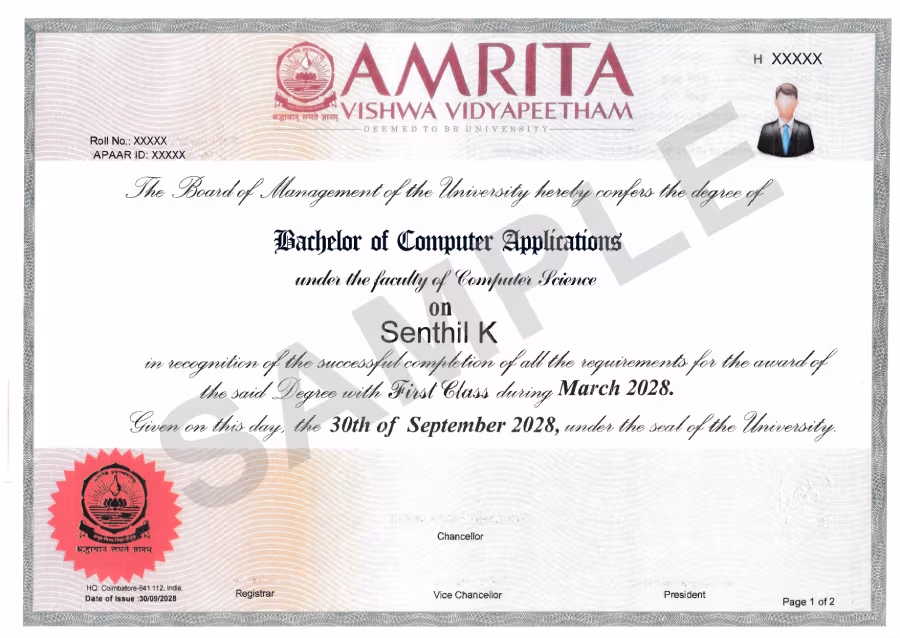Sample Certificate