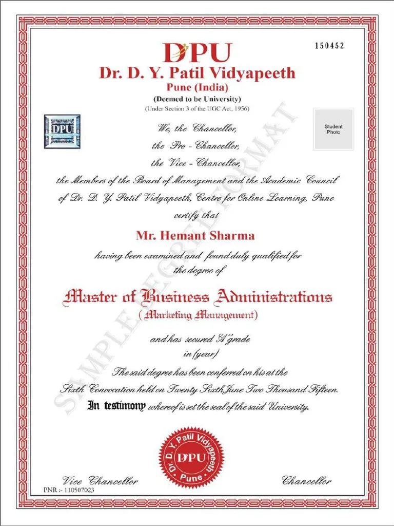 Sample Certificate